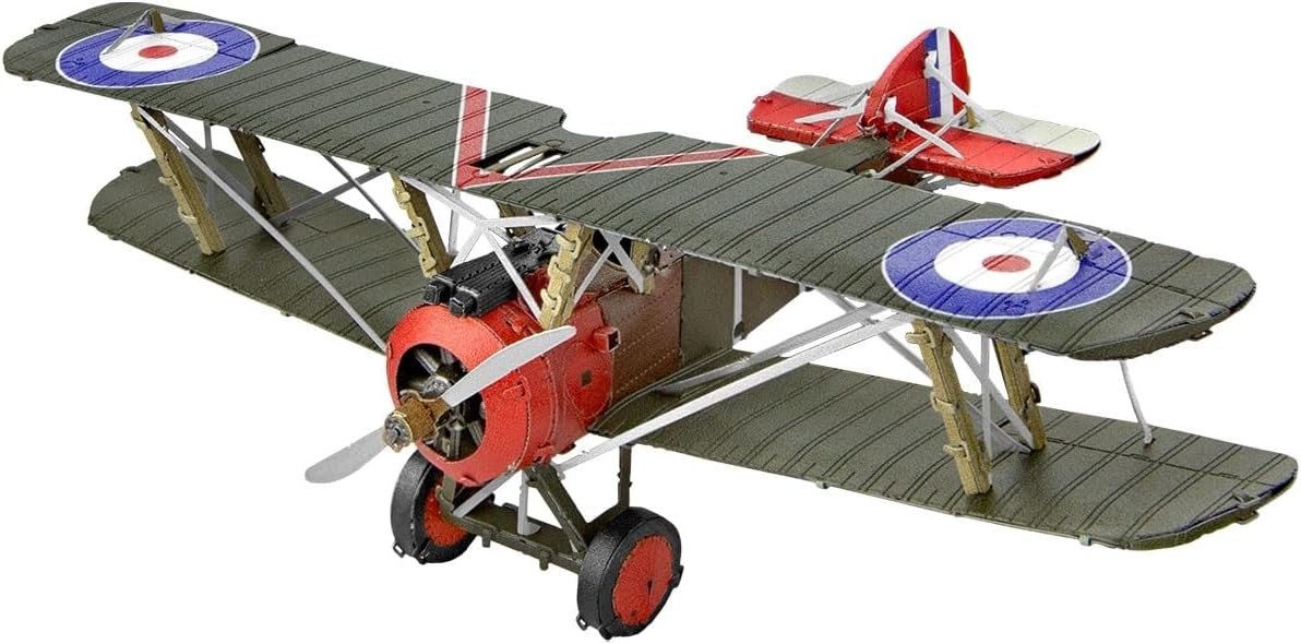 Metal Earth Color Sopwith Camel Biplane 3D Metal Model + Tweezers 00238