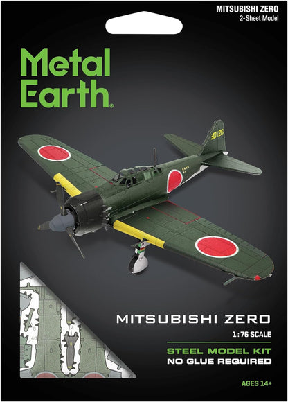 Metal Earth Mitsubishi Zero Color 3D Laser Cut Model + Tweezers 00122