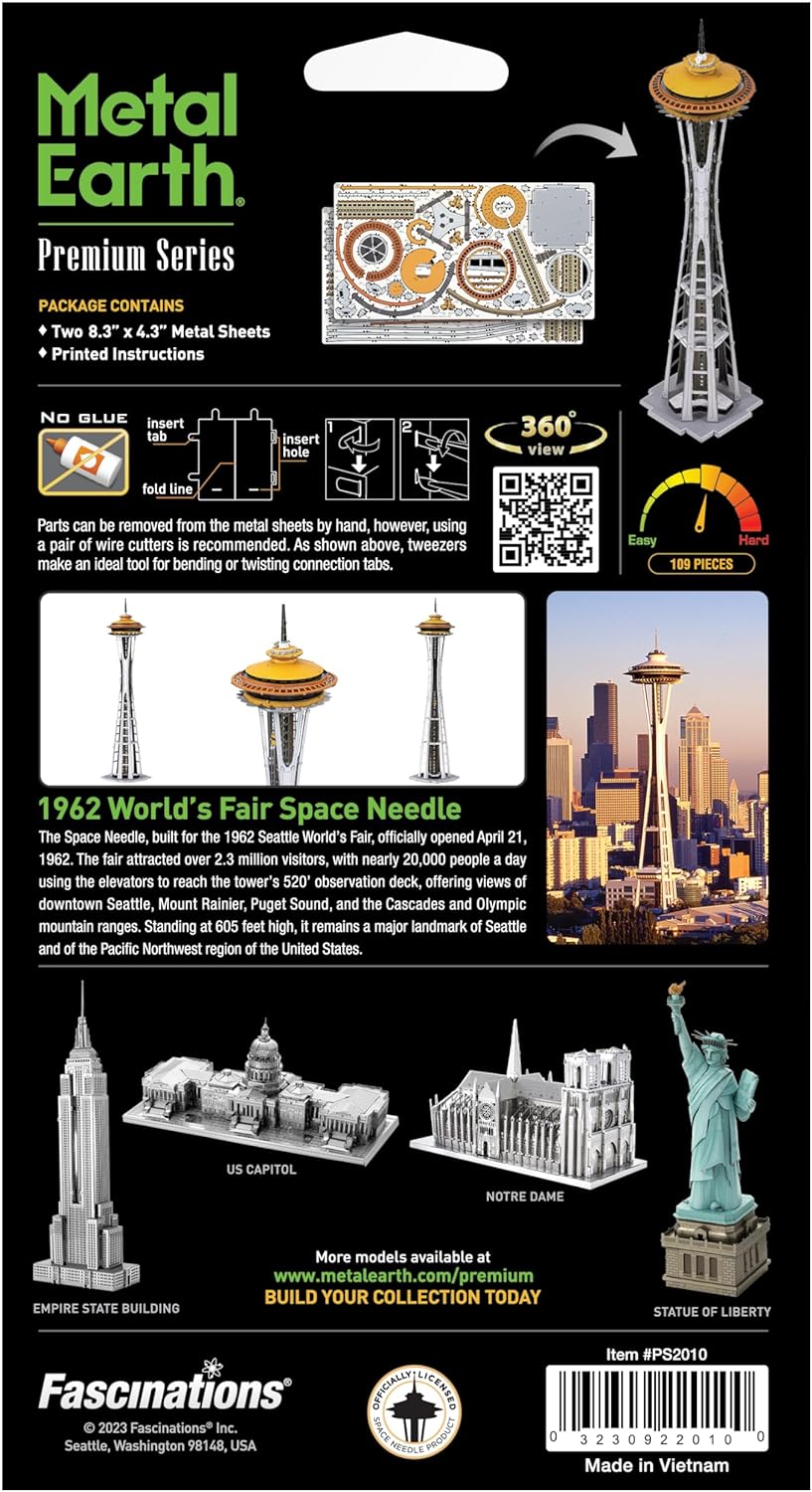 Metal Earth Premium 1962 World's Fair Space Needle 3D Laser Cut Model 20100