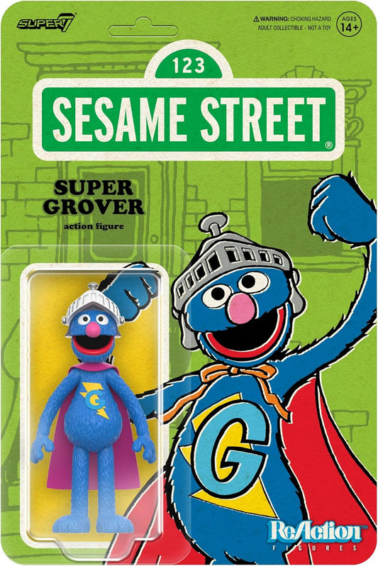 Reaction Sesame Street Super Grover toy figure Super7 78570