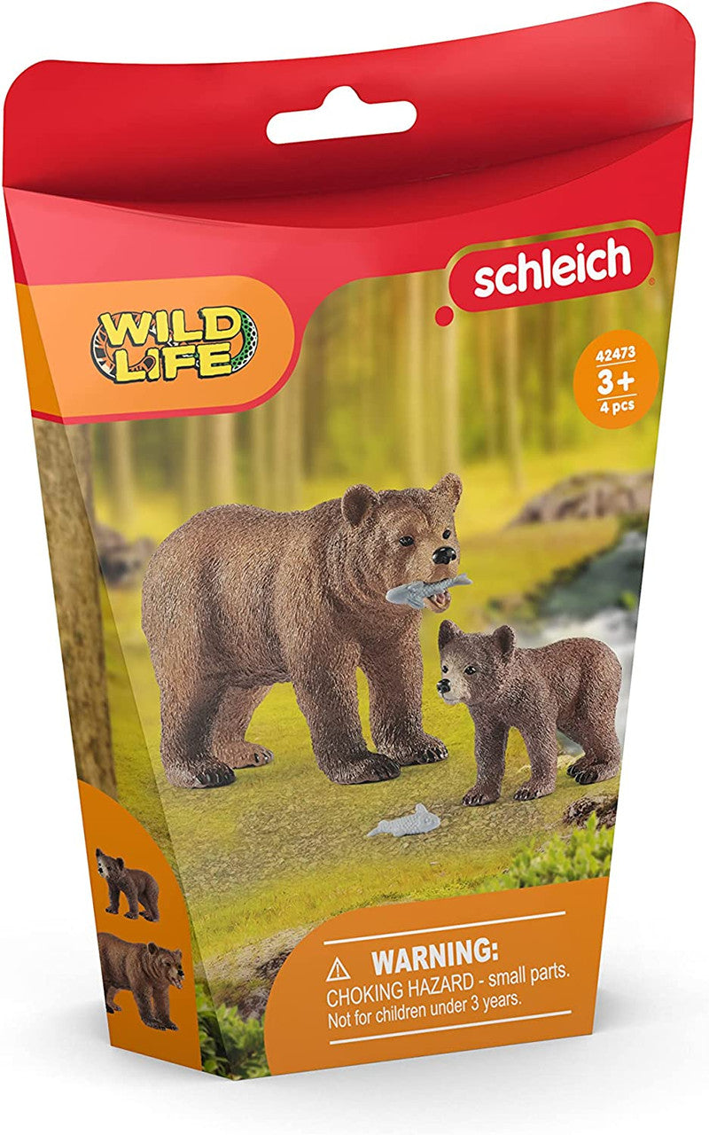 Wild Life 42473 Grizzly Bear Mother with Cub Toy Figure Playset Schleich 72369