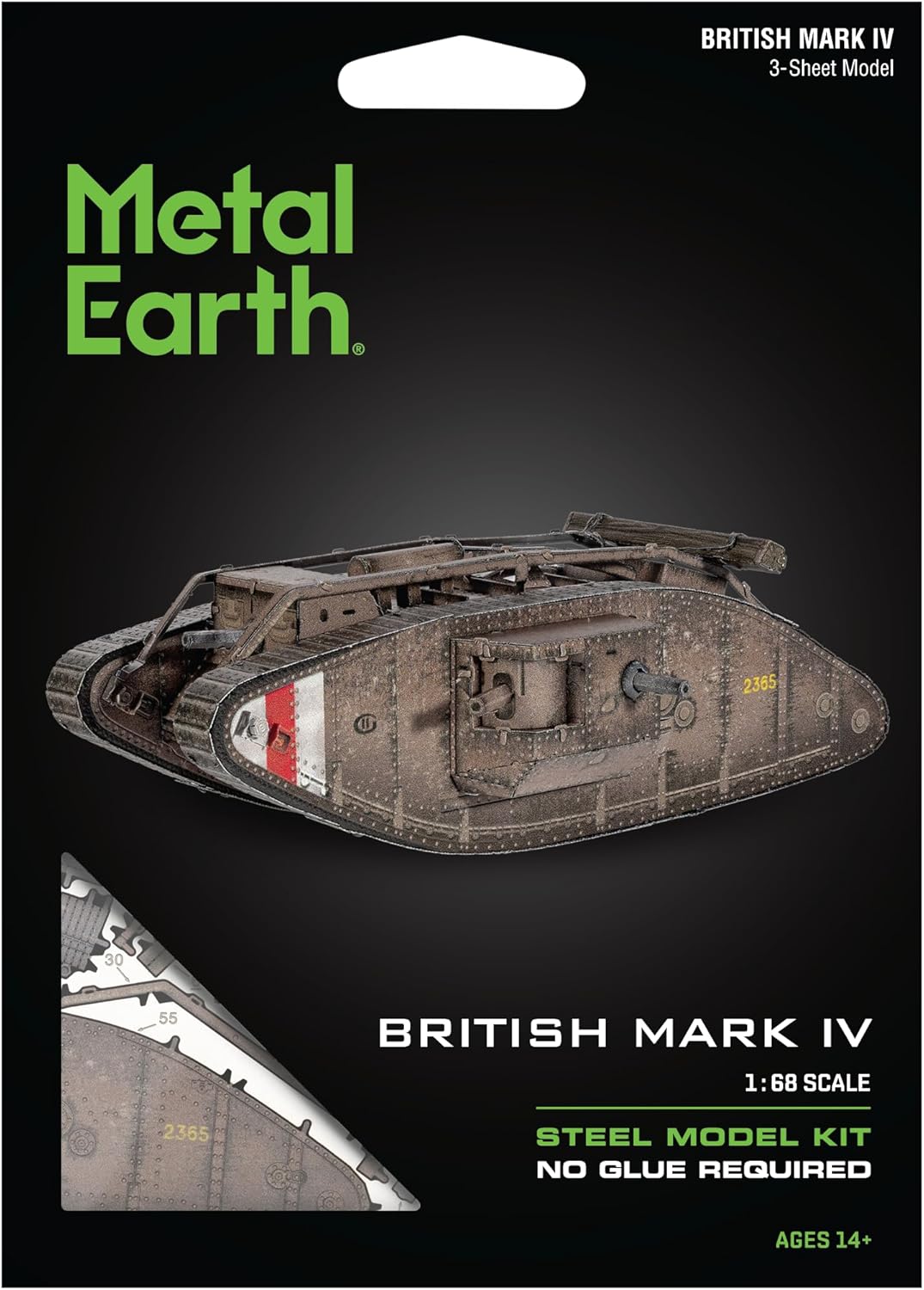 Metal Earth Color British Mark IV Tank 3D Metal Model + Tweezers 00221