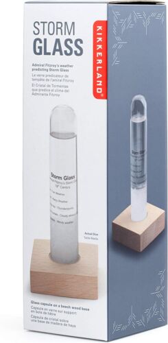 Kikkerland Storm glass Tube with Beechwood Base 76075