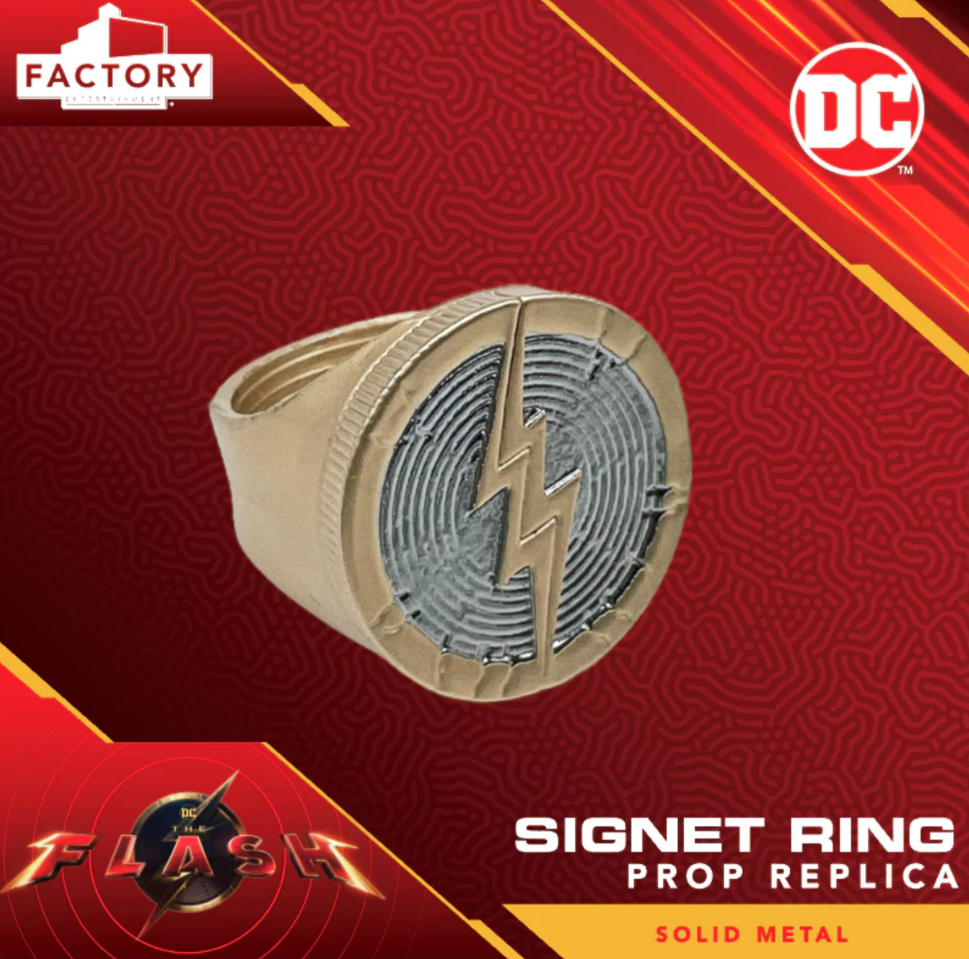 The Flash Signet Ring Prop Replica Size 10 Factory Entertainment 82928