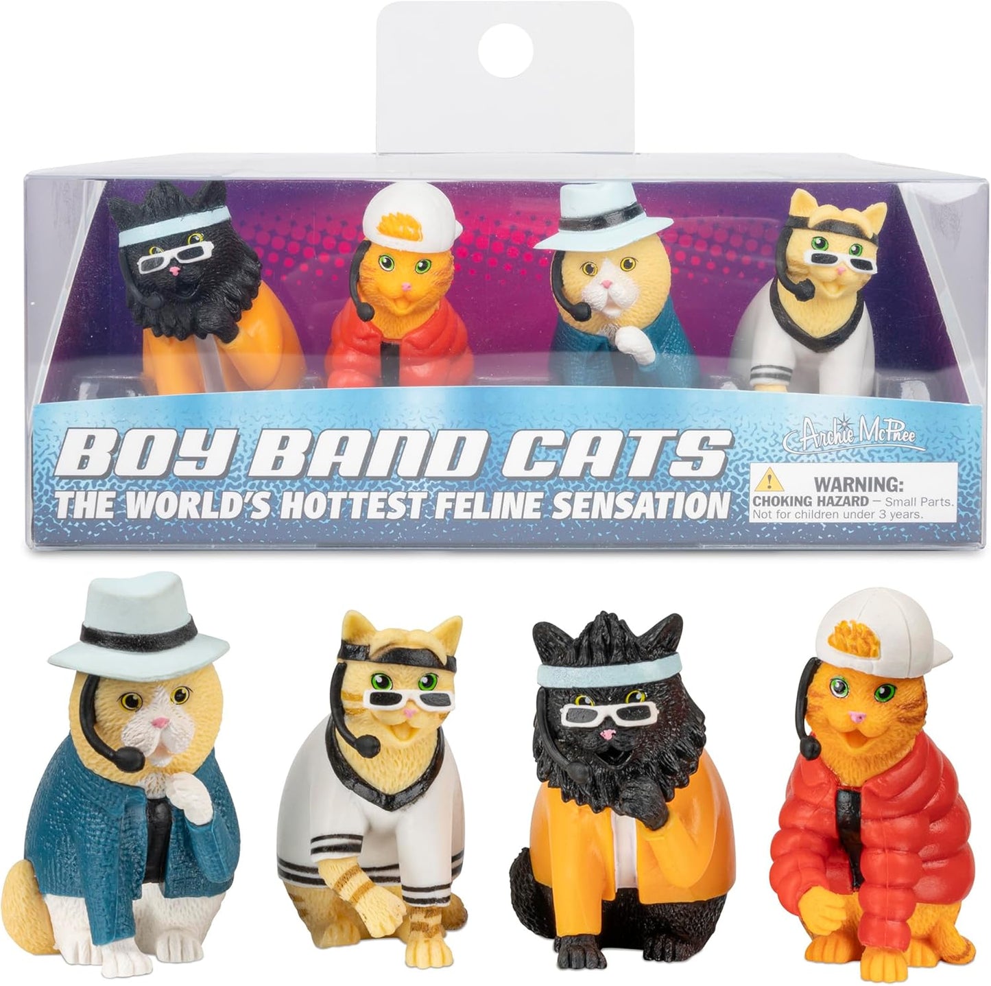 Archie Mcphee Boy Band Cats toy figures box set 31031