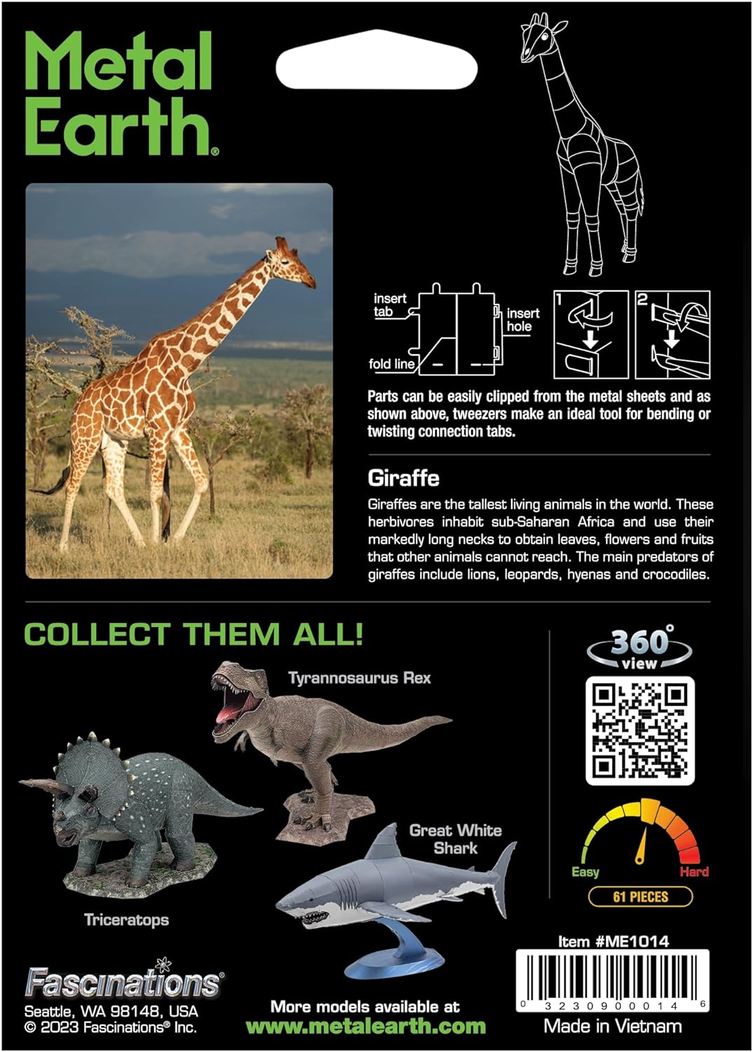 Metal Earth Giraffe Color 3D Laser Cut Model + Tweezers 00146