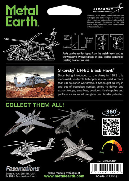Metal Earth Black Hawk Color 3D Model + Tweezers 24616