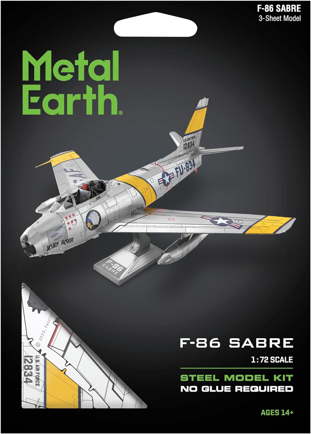 Metal Earth F-86 Sabre Color 3D Laser Cut Model + Tweezers 00153