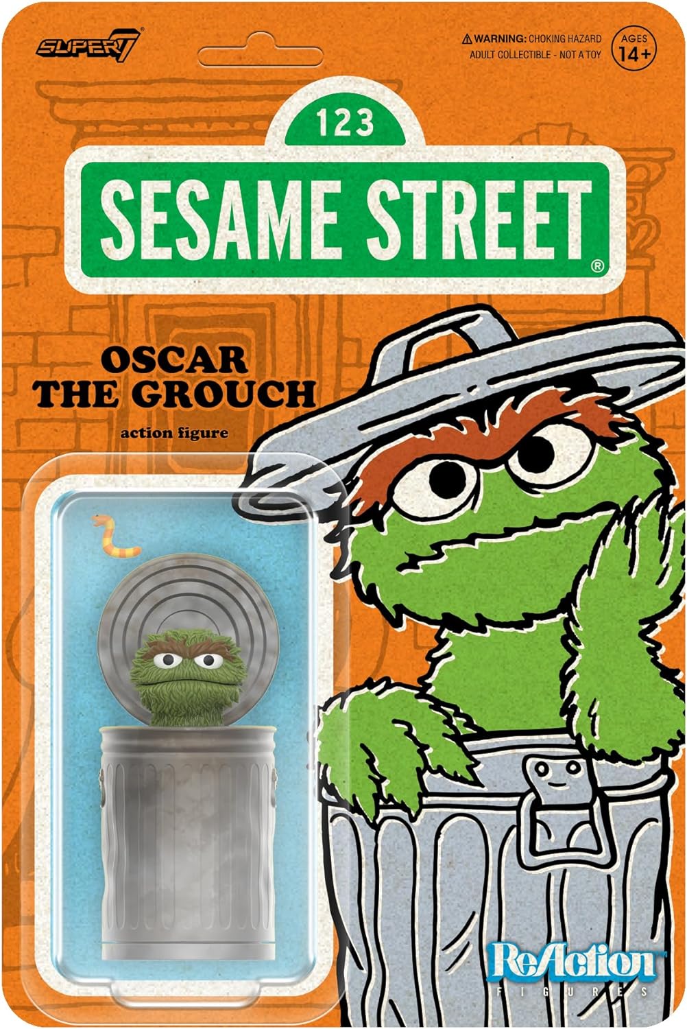 Reaction Sesame Street Oscar the Grouch toy figure Super7 78556