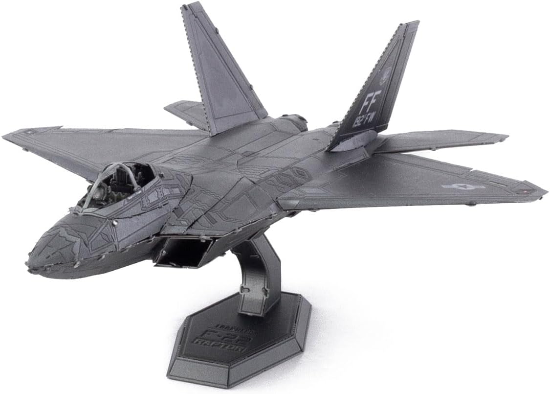 Metal Earth Lockheed Martin F-22 Raptor Color 3D Laser Cut Model + Tweezer 00160