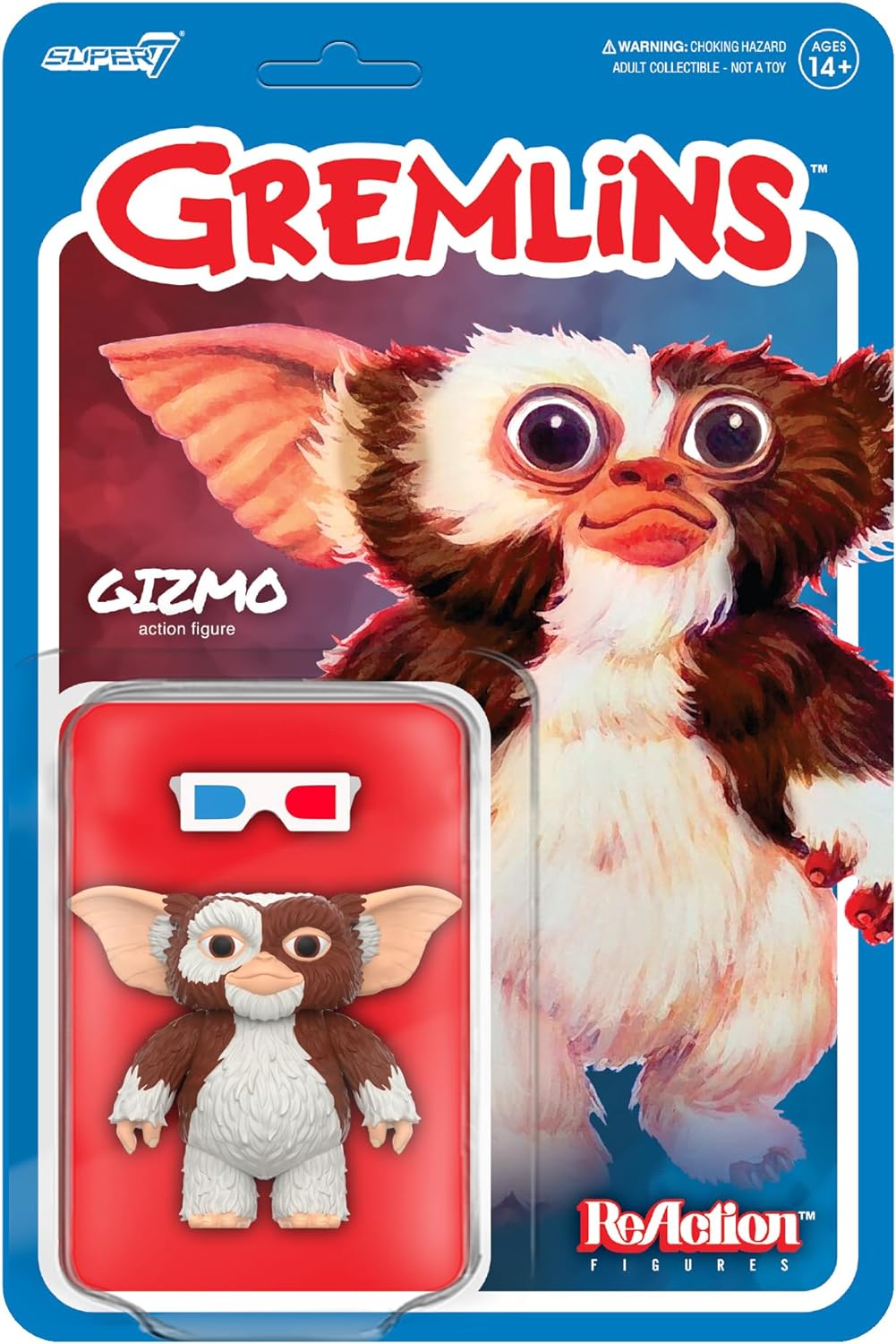 Reaction Gremlins Gizmo w/ 3D Glasses figure Super7 46524